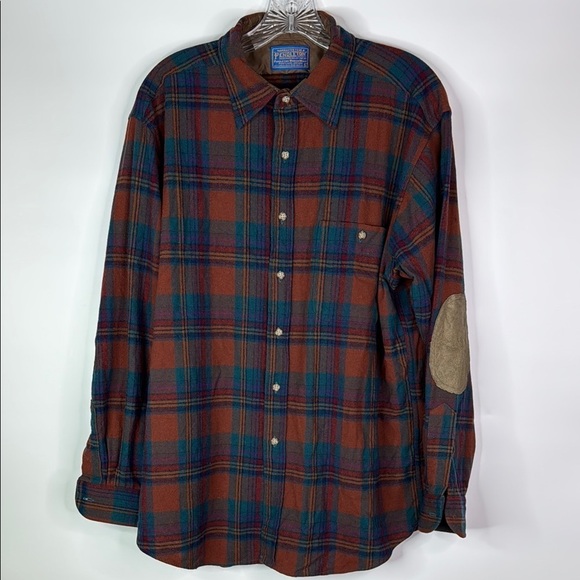 Pendleton Other - Vintage Pendleton Blue Plaid Wool Button Down Long Sleeve Shirt Large